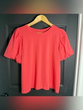 LOFT Coral-Pink Puff Sleeve Tee